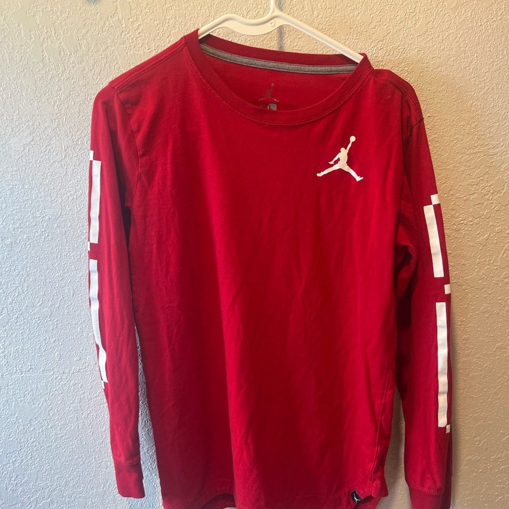 Red Long Sleeve Shirt with Logo
